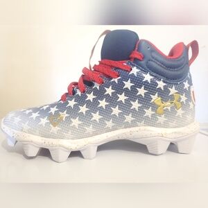 Under Armour Kids Starry Sneakers - Red, Navy, Gold ,size 2.5Y